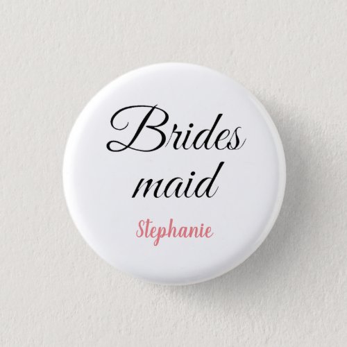 Bridesmaid Monogram Name Pink Custom Wedding Button