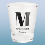 Bridesmaid Monogram Name Shot Glass<br><div class="desc">Modern typography minimalist monogram name design which can be changed to personalize. Perfect for thanking your Bridesmaid for all their help and support in making your wedding amazing.</div>