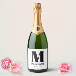 Bridesmaid Monogram Name Sparkling Wine Label<br><div class="desc">Modern typography minimalist monogram name design which can be changed to personalize. Perfect for thanking your Bridesmaid for all their help and support in making your wedding amazing.</div>