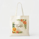 Bridesmaid Monogram Wedding Party Orange Floral Tote Bag<br><div class="desc">Bridesmaid Monogram Wedding Party Orange Floral Tote Bag. Unique,  beautiful,  stylish design. Easy to be personalized. Font style,  size,  and colors can be changed. Matching items are available.</div>