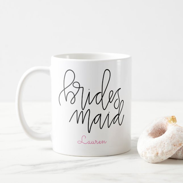 Bridesmaid Mug - Customizable Lettering Design (With Donut)