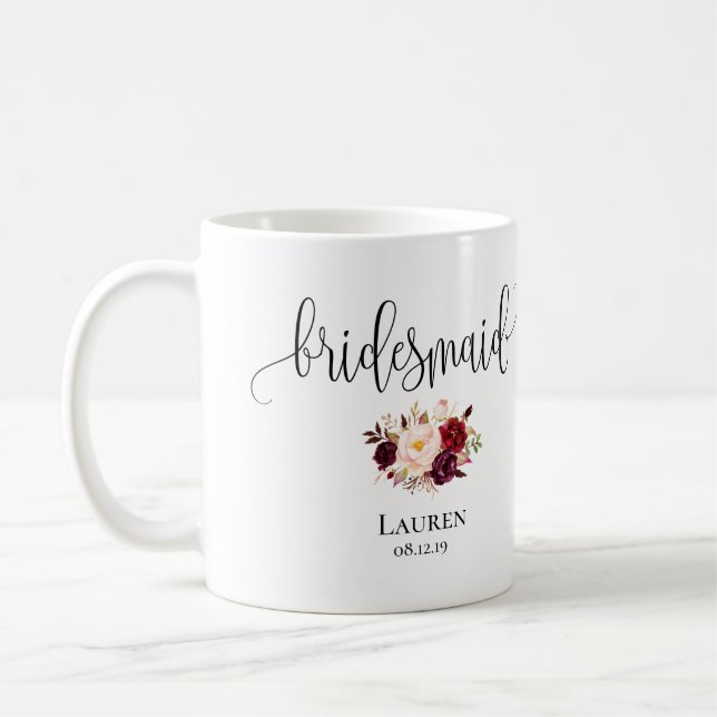Bridesmaid Mug - Wedding Gift, Customisable Design (Left)