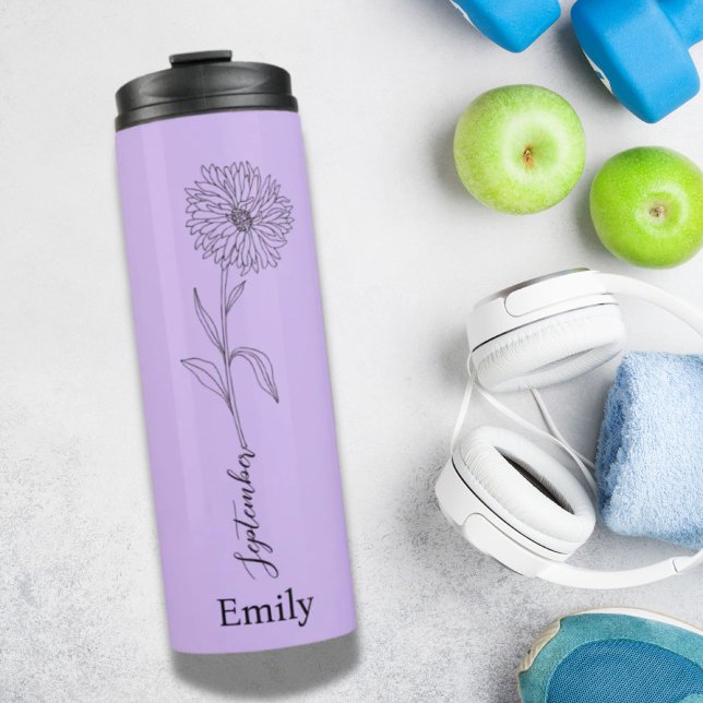 Bridesmaid Name Aster September Birth Flower Gift Thermal Tumbler (Bridesmaid Name Aster September Birth Flower Gift Thermal Tumbler)
