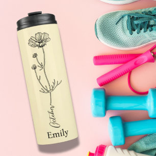 Bridesmaid Name Cosmos October Birth Flower Gift Thermal Tumbler