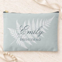 Bridesmaid Name Dusty Blue White Fern Large
