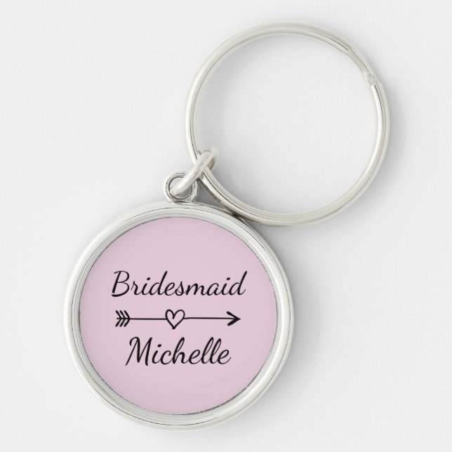 Bridesmaid name keychains with heart and arrow (Front)