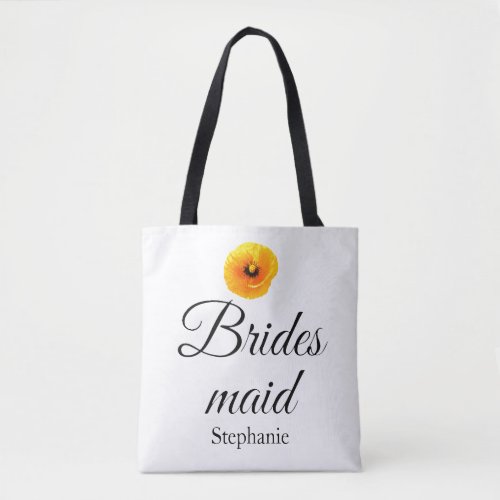 Bridesmaid Name Poppy Floral Abstract Wedding Cool Tote Bag