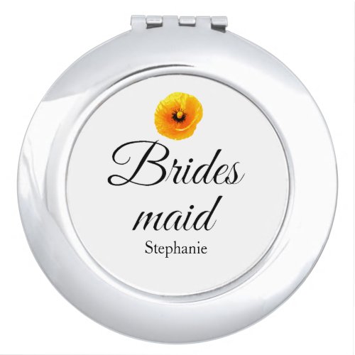 Bridesmaid Name Poppy Floral Abstract Wedding Gift Compact Mirror