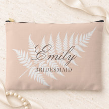 Bridesmaid Name Soft Peach White Fern Large