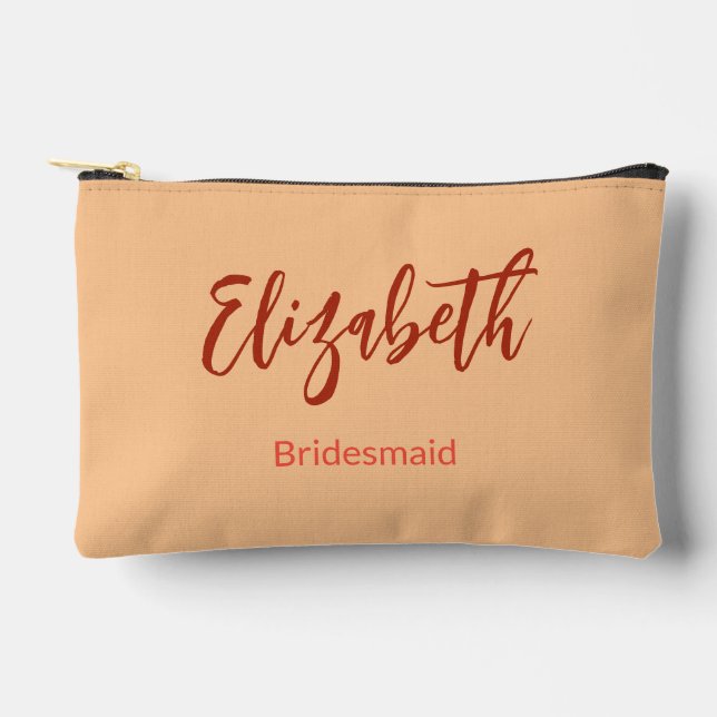 Bridesmaid Name Thank You Bride Groom Wedding Date Accessory Pouch (Front)
