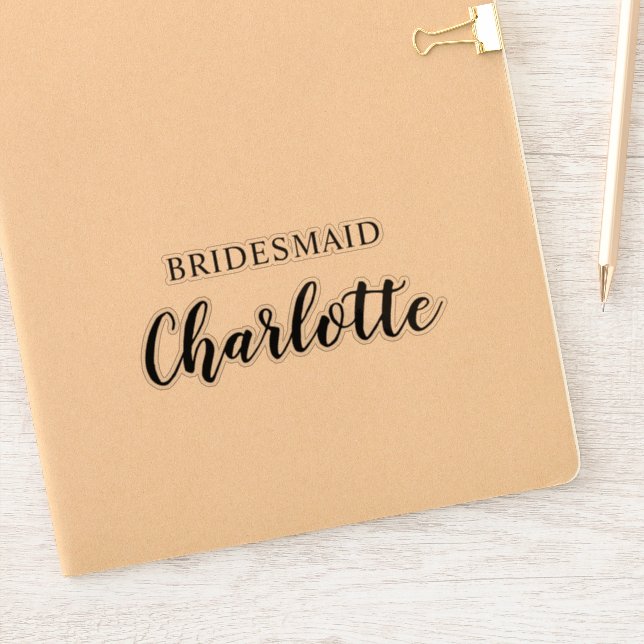 Bridesmaid Name Vinyl Decal Custom Sticker (Notebook)