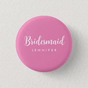 Bridesmaid Name Wedding Hot Pink Bachelorette Button