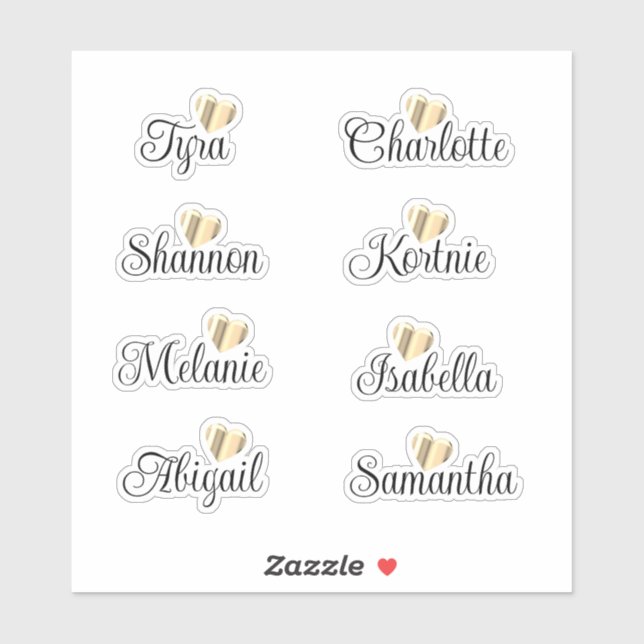 Bridesmaid Names Personalized Decal Vinyl Stickers (Sheet)