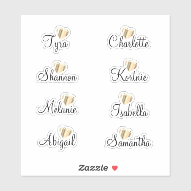 Bridesmaid Names Personalized Vinyl Decal (Sheet)