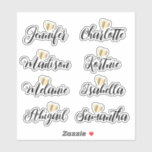 Bridesmaid Names Personalized Vinyl Decal Sticker<br><div class="desc">Elegant and unique script bridesmaid's personalized names with a shiny gold heart vinyl stickers. These can be used for wedding bridesmaids favor gifts, crafts, stationery, scrapbooking and more. If you need to move around or remove the gold heart, click on personalize then the click "Edit using design tool" link. You...</div>