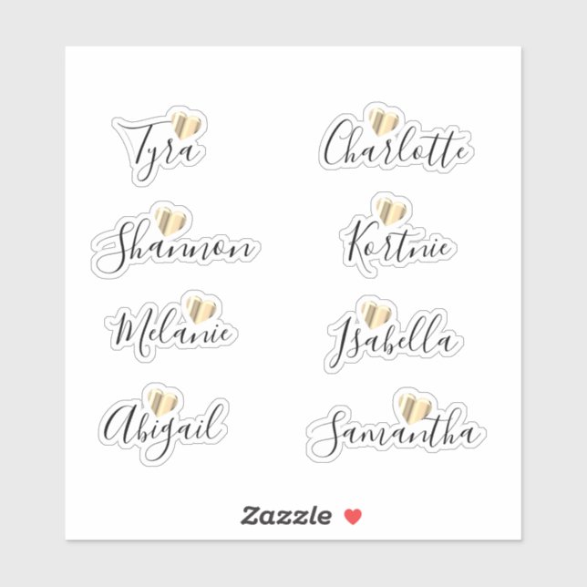 Bridesmaid Names Personalized Vinyl Sticker (Sheet)