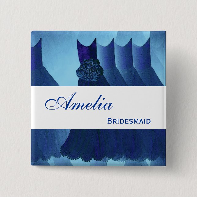 BRIDESMAID Navy Blue Gowns F200B1 Pinback Button (Front)