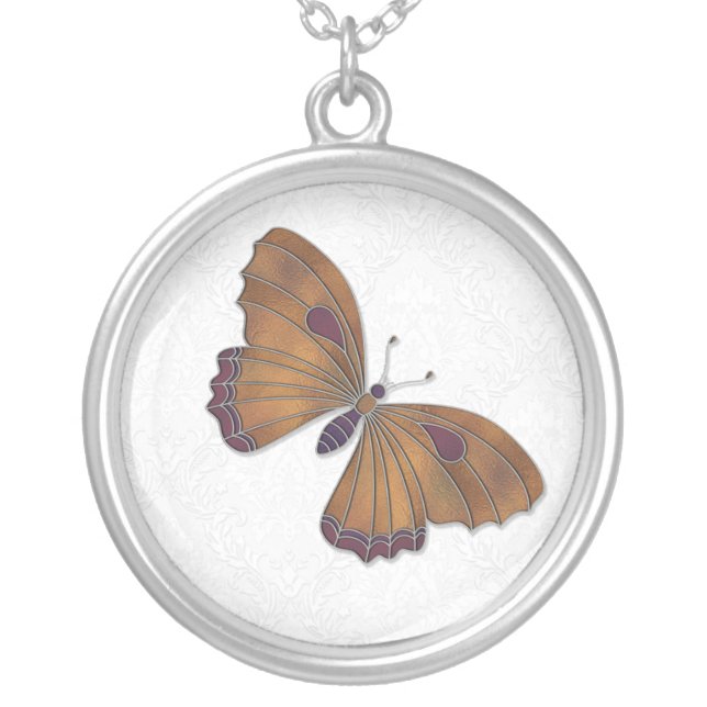 Bridesmaid Necklace Butterfly Brocade brown (Front)