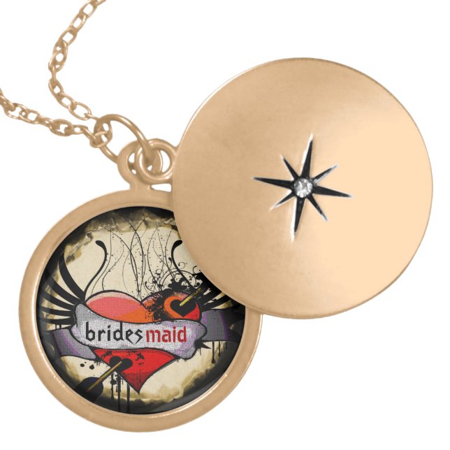 Bridesmaid Necklace Grunge Burnt Parchment (Front)
