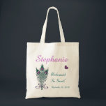 BRIDESMAID or ANY Wedding Role PEACOCK FEATHERS V3 Tote Bag<br><div class="desc">BRIDESMAID or ANY Wedding Role PEACOCK FEATHERS and TINY HEART V3 TEAL and PINK This custom bride tote bag with its peacock feathers and a place to put a name, wedding role, and wedding date makes a sweet wedding gift for the woman members of your wedding party. Personalize with her...</div>