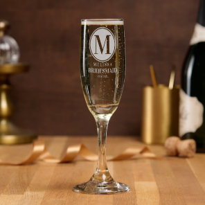 Bridesmaid Or Maid Of Honor Chic Name And Monogram Champagne Flute
