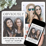 Bridesmaid or Maid of Honor Funny Photo Proposal Invitation<br><div class="desc">A thoughtful way to ask your friend to share your special day is to give her a stylish customized photo gift she can save as a keepsake. This chic modern proposal invitation card is an elegant way to say "will you be my maid of honor / bridesmaid?" All pictures and...</div>