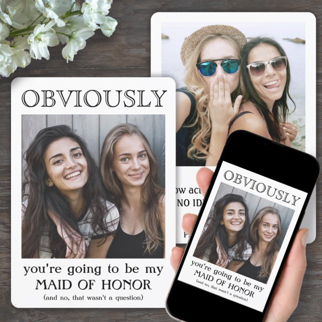 Bridesmaid or Maid of Honor Funny Photo Proposal Invitation (Creator Uploaded)