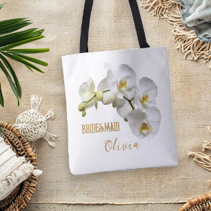 Bridesmaid Orchids Floral Personalized Tote Bag
