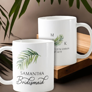 Bridesmaid Palm Leaf Bridal Party Personalized Coffee Mug