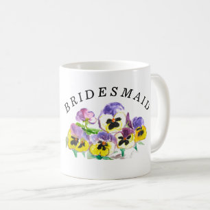 Bridesmaid Pansies Floral Vintage Boho Wedding Coffee Mug