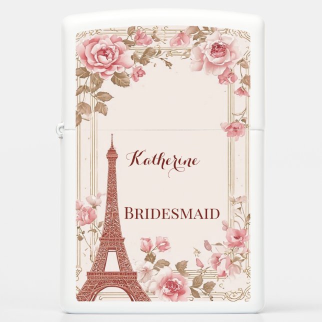 Bridesmaid Parisian Style Timeless Eiffel Tower  Zippo Lighter (Front)