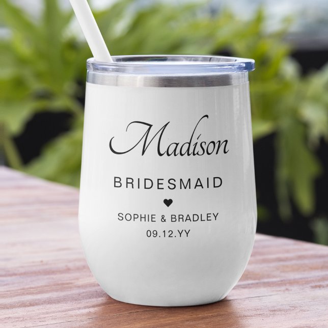 Bridesmaid Personalised Name Wedding Party Thermal Wine Tumbler (Creator Uploaded)