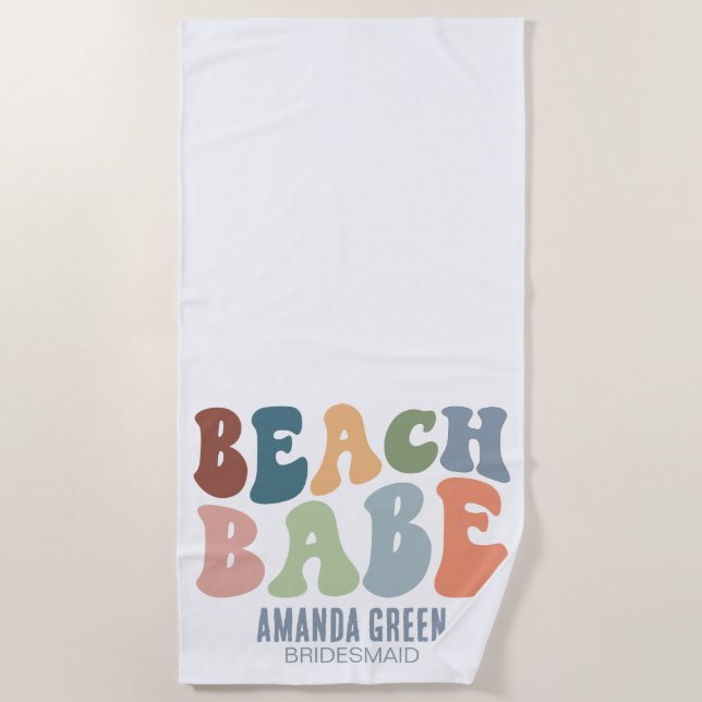 Bridesmaid Personalized Beach Bachelorette Party Beach Towel (Front)