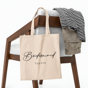 Bridesmaid Personalized Chic Minimalist Wedding Tote Bag