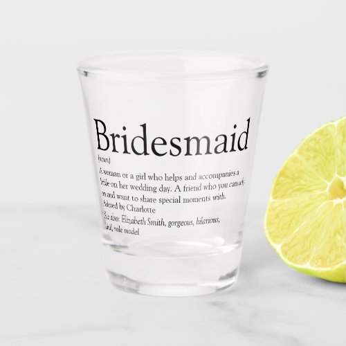 Bridesmaid Personalized Definition Favor Shot Glass