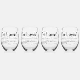 Bridesmaid Personalized Definition Favor Stemless Wine Glass