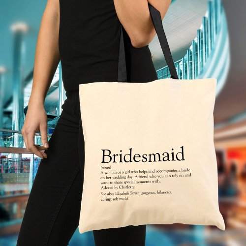 Bridesmaid Personalized Definition Favor Tote Bag