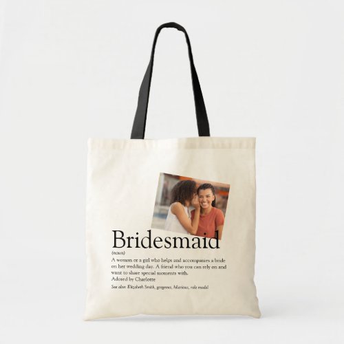Bridesmaid Personalized Definition Photo Favor Tote Bag