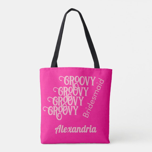 Bridesmaid Personalized Hot Pink Bachelorette Tote Bag (Back)