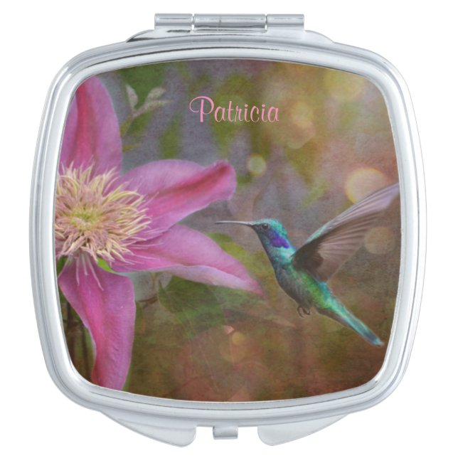 Bridesmaid Personalized Hummingbird Compact Mirror (Front)