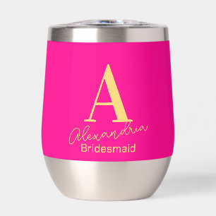 Bridesmaid Personalized Modern Monogram Thermal Wine Tumbler