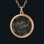 Bridesmaid Personalized Wedding Necklace Gift<br><div class="desc">This beautiful gold plated necklace is designed as a wedding gift or favor for bridesmaids. Designed to coordinate with our Gold Foil Elegant Wedding Suite, it features a gold faux foil flourish border with the text "Brides Maid" as well as a place to enter her name. Beautiful way to thank...</div>