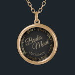 Bridesmaid Personalized Wedding Necklace Gift<br><div class="desc">This beautiful gold plated necklace is designed as a wedding gift or favor for bridesmaids. Designed to coordinate with our Gold Foil Elegant Wedding Suite, it features a gold faux foil flourish border with the text "Brides Maid" as well as a place to enter her name. Beautiful way to thank...</div>