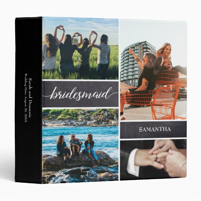 Bridesmaid Photo Keepsake Collage Organizer 3 Ring Binder (Front/Spine)