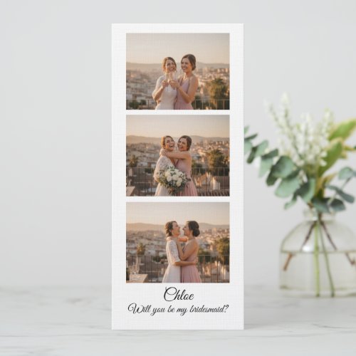 Bridesmaid Photo Strip 3 Photo Proposal Card