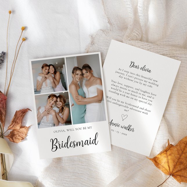 Bridesmaid Photo Strip 3 Pictures Proposal Card (Bridesmaid Photo Strip 3 Pictures Proposal Card)