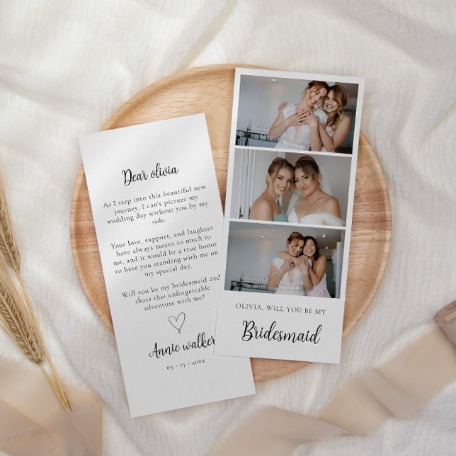 Bridesmaid Photo Strip 3 Pictures Proposal Card (Bridesmaid Photo Strip 3 Pictures Proposal Card)