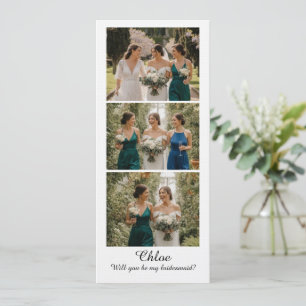 Bridesmaid Photo Strip 3 Pictures Proposal Card