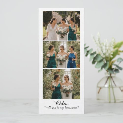 Bridesmaid Photo Strip 3 Pictures Proposal Card