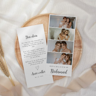 Bridesmaid Photo Strip 4 Pictures Proposal Card